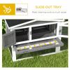 Wooden Rabbit Hutch Guinea Pig House with Removable Tray, Openable Roof, Trough, Run for Tortoises and Ferrets, Grey