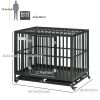 41" Heavy Duty Steel Dog Crate Kennel Pet Cage with Wheels for Convenient Access Anti-Pinching Floor, Black