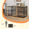 39" Dog Crate Furniture w/ Anti-Chew Resistant Mesh, Anti-Escape Single Door, for Large Dogs, Walnut Brown