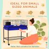 Two-Story Small Animal Cage Removable from Stand, Pet Habitat with Shelf & Wheels, 33" x 18.5" x 35", Blue