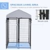 Outdoor Dog Kennel with Roof, 4' x 4' x 6' Heavy Duty Welded Wire Dog Playpen Enclosure with Escape-proof Lock, UV-Resistant & Waterproof Cover