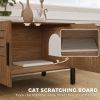 Cat Litter Box Enclosure with Tall Legs, Scratching Board, Dark Brown, 31.5"L x 17.7"W x 19.7"H