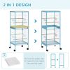 55" 2 In 1 Bird Cage Aviary Parakeet House for finches, budgies with Wheels, Light Blue
