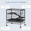 PawHut 3-Storey Metal Ferret Cage with Casters Doors Hammock Storage Shelf 31.5x20.5