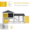 58" Wooden Rabbit Hutch with Run, Removable Tray, Asphalt Roof, Lockable Doors and Ramp, Gray