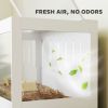 31.5"L Hamster Cage with Openable Top, Hut, Seesaw, Ladder for Dwarf Hamster, Gerbil, White
