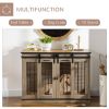 47in Dog Crate Furniture with Divider Panel, Wooden Dog Kennel TV Stand for Large Dogs, Pet House Side Table for 2 Small Dogs with Two Rooms Design