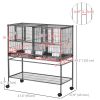 Large Double Rolling Metal Bird Cage Bird House w/ Removable Tray Storage Shelf