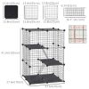 39 Pcs Small Animal Cage Bunny Hutch Portable Metal Wire with Ramps for Kitten Chinchilla, Black