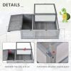 Wood Tortoise House for Lizards, Geckos, Indoor Outdoor Use, 35.8" x 23.8" x 12.6", Grey
