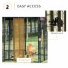 Outdoor Dog Kennel, Lockable Pet Playpen Crate, Welded Wire Steel Fence, Rotating Bowl Holders, Red