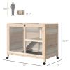 Indoor Rabbit Hutch with Wheels, Bunny Cage Guinea Pig House W/ Top Access, Ramp, Pull Out Tray, Natural Wood
