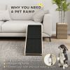 Pet Ramp Bed Steps for Dogs Cats Non-slip Carpet Top Platform Pine Wood 59"L x 16"W x 20"H Natural Wood