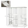 Large Outdoor Catio Enclosure, Wooden Cat Patio with 6 Balanced Platforms and Asphalt Roof, 70.9" x 38.6" x 70.9", White