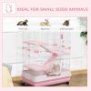 32"L 4-Level Small Animal Cage with Universal Lockable Wheels, Slide-out Tray for Bunny, Chinchillas, Ferret, Pink