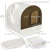 Cat Litter Box with Lid, Removable Tray, Scoop, Filter, White
