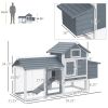 59" Small Wooden Chicken Coop Hen House Poultry Cage for Outdoor Backyard with 2 Doors, Nesting Box and Removable Tray, White