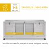 Wooden Rabbit Hutch with Wheels, Dividers for Indoor Use, Light Gray
