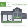 59" Small Wooden Chicken coop Hen House Poultry Cage for Outdoor Backyard with 2 Doors, Nesting Box and Removable Tray, Gray