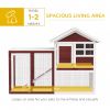 48" Wooden Rabbit Hutch Bunny Cage with Waterproof Asphalt Roof, Fun Outdoor Run, Removable Tray and Ramp, Brown
