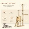 PawHut 52 Cat Tree Tower Multi-Level Condo Plush Sturdy Activity Scratching Post Beige