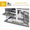 Wooden Rabbit Hutch Elevated Bunny Cage Indoor Small Animal Habitat with Enclosed Run with Wheels, Ramp, Removable Tray Ideal for Guinea Pigs, Grey