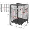 Pawhut Metal Bird Cage with Stand for Parrots, Lovebirds, Finches, Gray