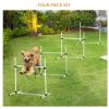 Set of 4 Dog Agility Training Equipment Adjustable Jump Bar Pet Exercise Kit with Carrying Bag (White)