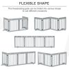 Freestanding Pet Gate 4 Panel Wooden Dog Barrier Folding Safety Fence with Support Feet for Doorway Stairs Light Grey