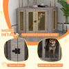 Dog Crate Furniture with Cushion, 41 Inch Corner Design Dog Crate End Table for Medium Dogs, Walnut Brown