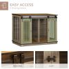 47in Dog Crate Furniture with Divider Panel, Wooden Dog Kennel TV Stand for Large Dogs, Pet House Side Table for 2 Small Dogs with Two Rooms Design