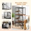 Rolling Small Animal Cage 53.5"H Chinchilla Cage for Ferrets, Squirrels w/ Removable Tray, Storage Shelf, Dark Grey