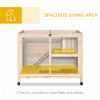Indoor Rabbit Hutch with Wheels, Bunny Cage Guinea Pig House W/ Top Access, Ramp, Pull Out Tray, Natural Wood