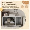Litter Box Furniture Hidden Cat Washroom Furniture with Double Doors and Scratching Pad, White