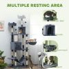 81" Large Cat Tree w/ Scratching Posts, Condos, Beds, Hammocks, Jumping Platforms, Toy Balls, Rope Cat Toy, Dark Grey