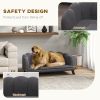 Dog Sofa with Removable Cushion Wood Legs for Medium and Large Dogs, Dark Grey