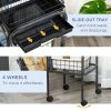 44.5"H Metal Bird Cage Parrot Play Spot Stand with Wheel, Storage Shelf, Multi-doors - Black