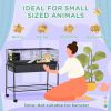 35" Small Animal Cage Rolling Guinea Pig Cage with Detachable Stand, Water Dispenser, Food Dish, Ramp, Wheels, Dark Grey