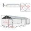 19.7' x 7.5' x 4.9' Outdoor Dog Kennel Dog Run with Waterproof, UV Resistant Cover for Medium Large Sized Dogs, Silver
