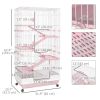 32"L 6-Level Small Animal Cage with Universal Lockable Wheels, Pink
