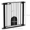 30"-32" Extra Wide Pet Gate Barrier with Small Door, 30"H Dog Gate with Safety Gate Barrier, Stair Pressure Fit, Black