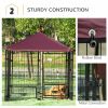 Outdoor Dog Kennel, Run, Large Wire Steel Fence, Lockable Pet Playpen Enclosure, with Water-, UV-Resistant Canopy Top, Door, Rotating Bowl Holders