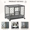 Heavy Duty Dog Crate w/ Wheels, Openable Top, Removable Tray, Bowl, for Large Dogs-Sized Dogs, 36.4" x 24.4" x 31.1"