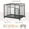 Folding Heavy Duty Dog Crate Heavy Duty Cage for Large Sized Dogs with Double Doors, Lockable Wheels Tray, 43" x 28" x 31"