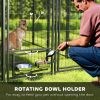 Outdoor Dog Kennel with Rotating Bowl Holders, Pet Playpen with Waterproof Cover, 8' x 4' x 6', Green
