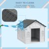 26" Plastic Dog House Outdoor with Air Vents, for Small Medium Dogs, Grey