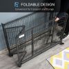 Folding Heavy Duty Dog Crate Heavy Duty Cage for Large Sized Dogs with Double Doors, Lockable Wheels Tray, 43" x 28" x 31"