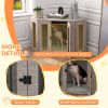 Dog Crate Furniture with Cushion, 41 Inch Corner Design Dog Crate End Table for Medium Dogs, Grey