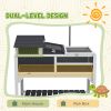 Tortoise Enclosure Tortoise House w/ Adjustable Lamp Holder, Storage Shelf, Removable Main House, Openable Lid, Gray
