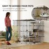 Detachable Metal Cat Cage with Platforms, Ramps, Accessories, for 1-3 Cats, 55", Black
